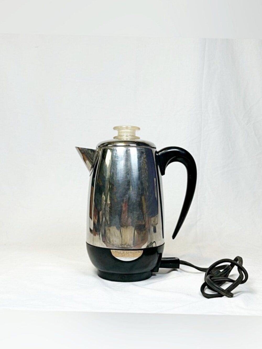 Vintage Farberware Super Fast Automatic Percolator Chrome 8 Cup Coffee Pot #138